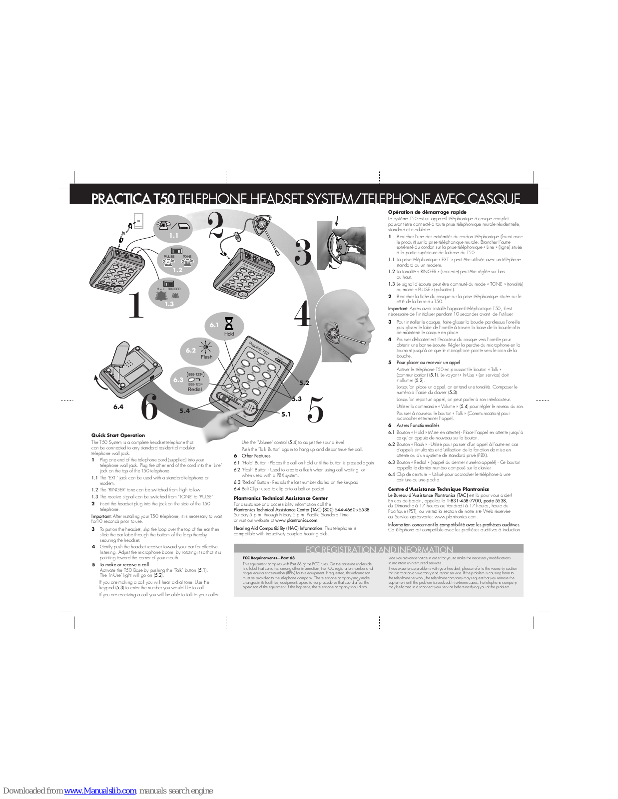 Plantronics PRACTICA T50 - QUICK START GUIDES Quick Start Manual