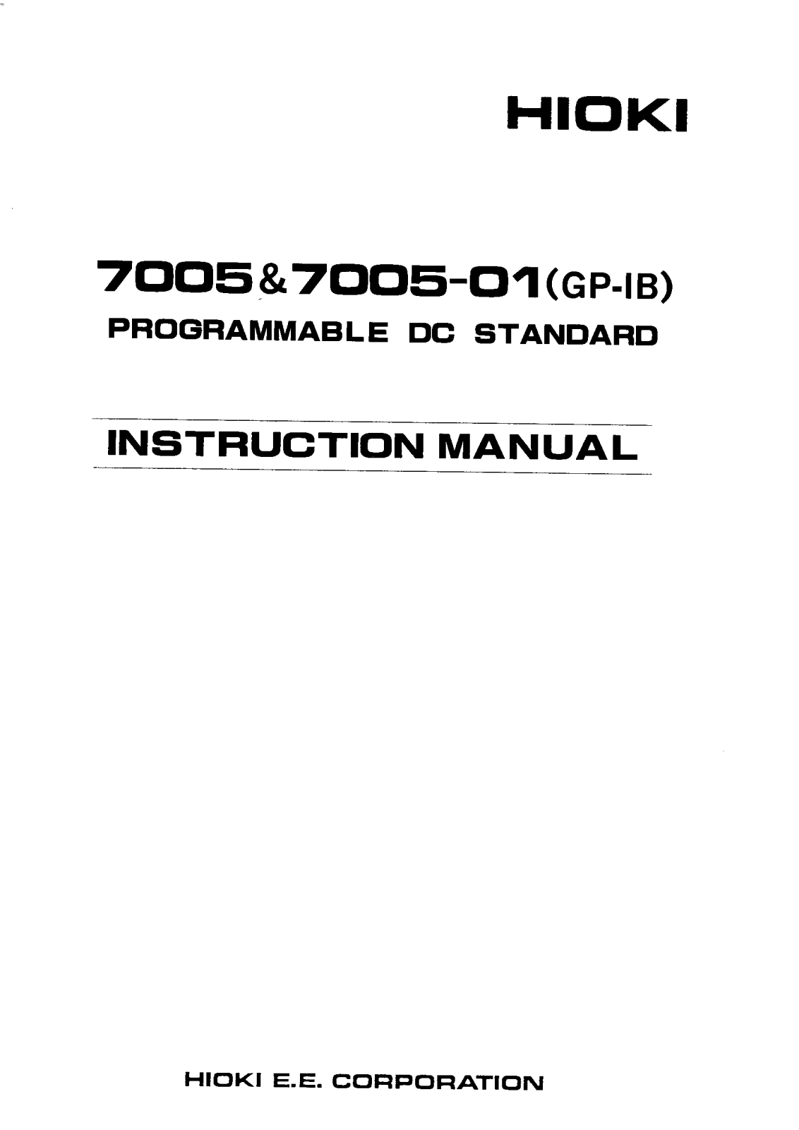 Hioki 7005, 7005-01 Instruction Manual
