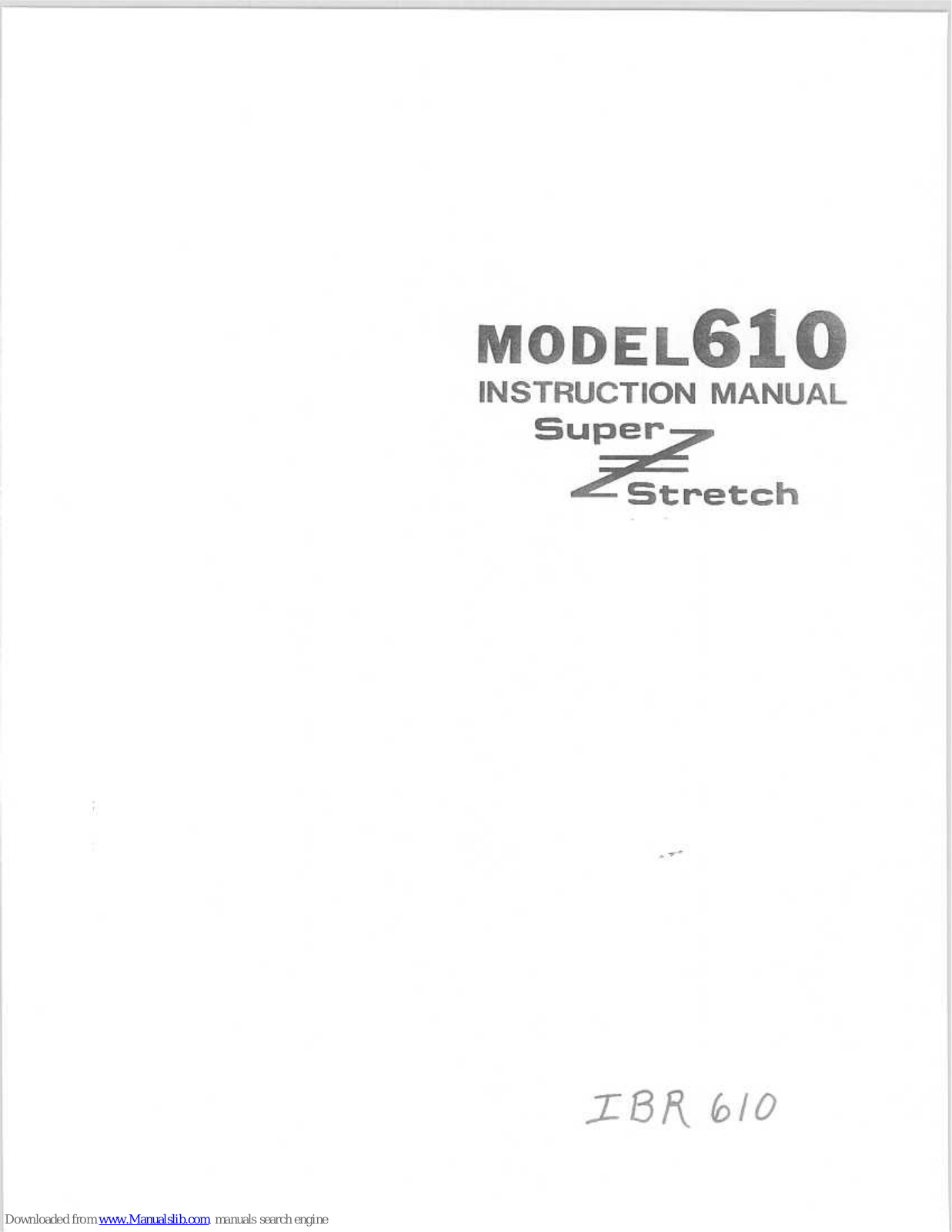 Riccar 610 Super Stretch Instruction Manual