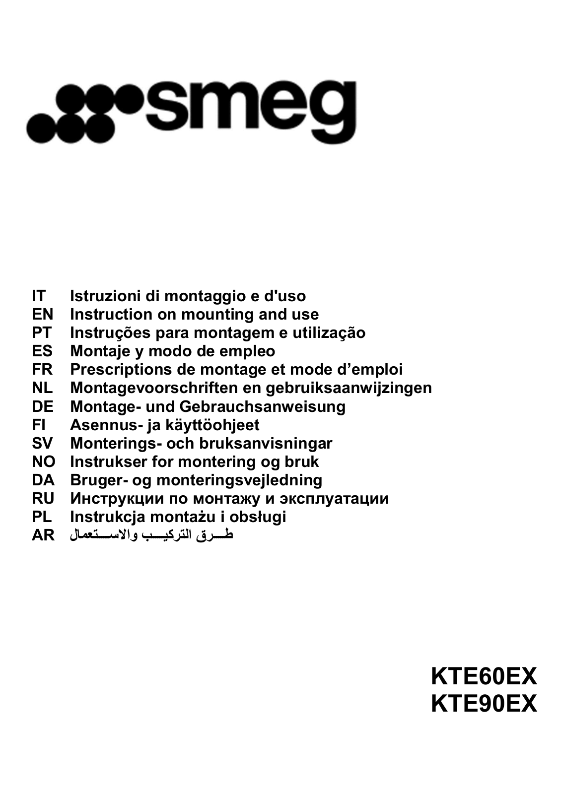 Smeg KTE60EX User manual