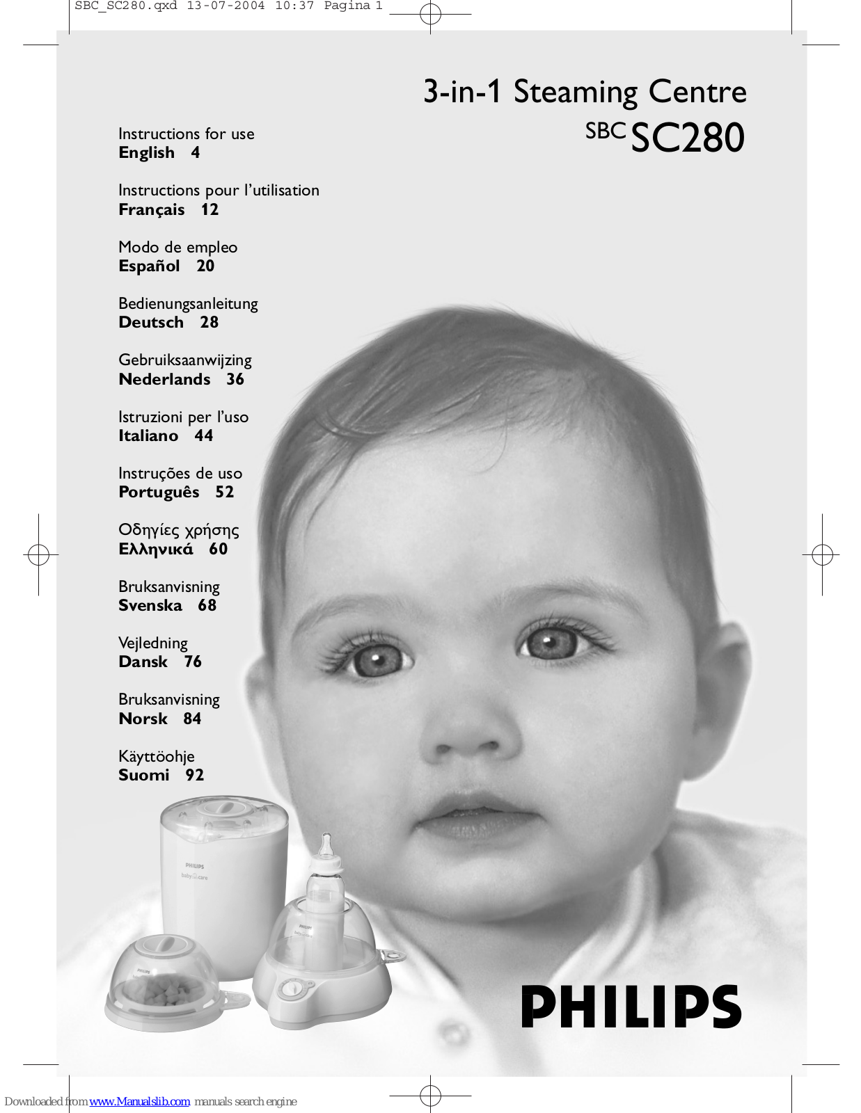 Philips SBCSC280/34, SBCSC280/84, SBCSC280/00, SBCSC280 Instructions For Use Manual