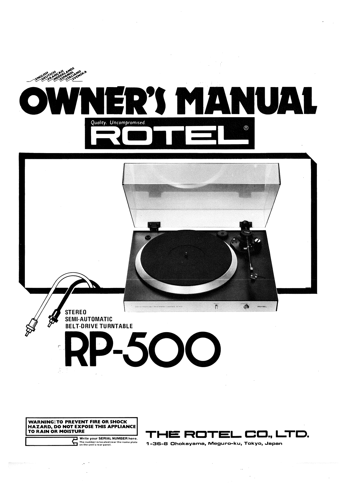 Rotel RP-500 User Manual