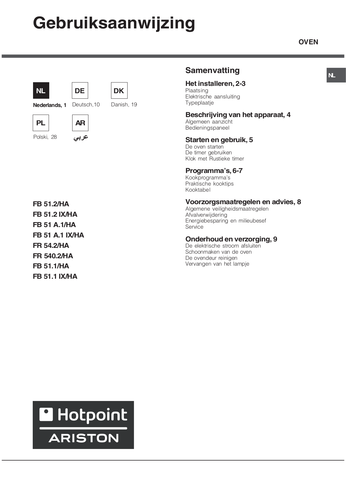 Hotpoint Ariston FB 51.1 User Manual