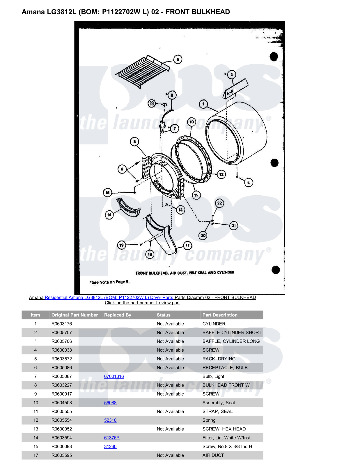 Amana LG3812L Parts Diagram