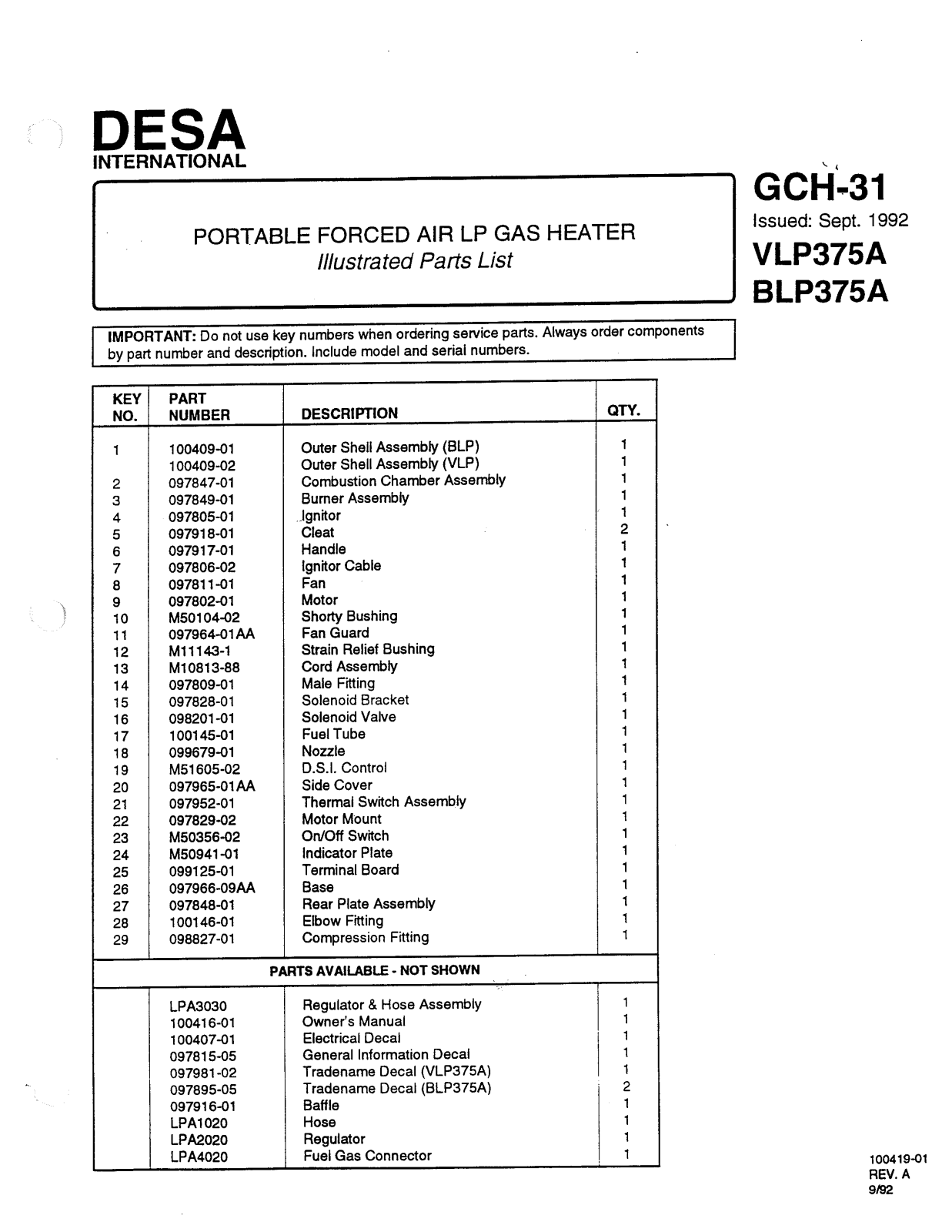 Desa Tech BLP375A, VLP375A Owner's Manual