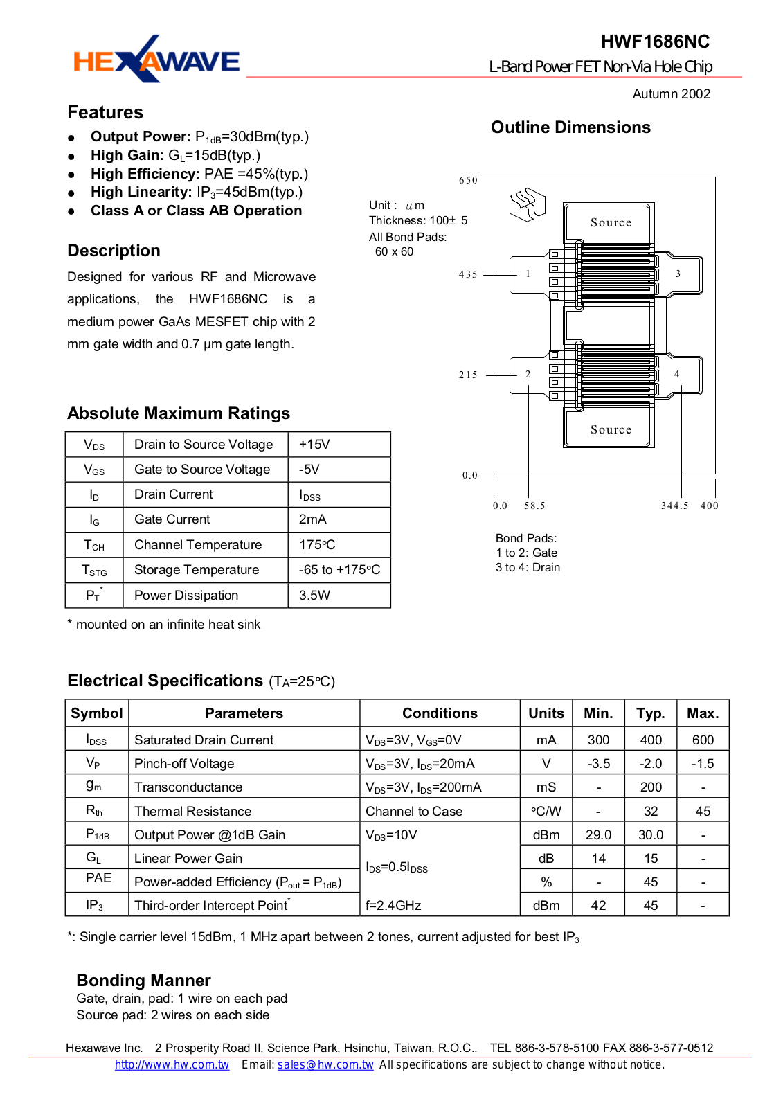 HWTW HWF1686NC Datasheet