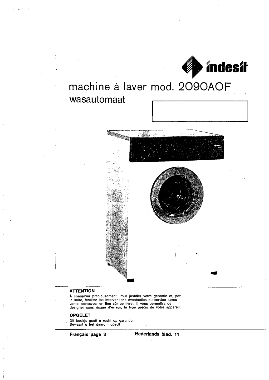 Indesit 2090 AOF User Manual