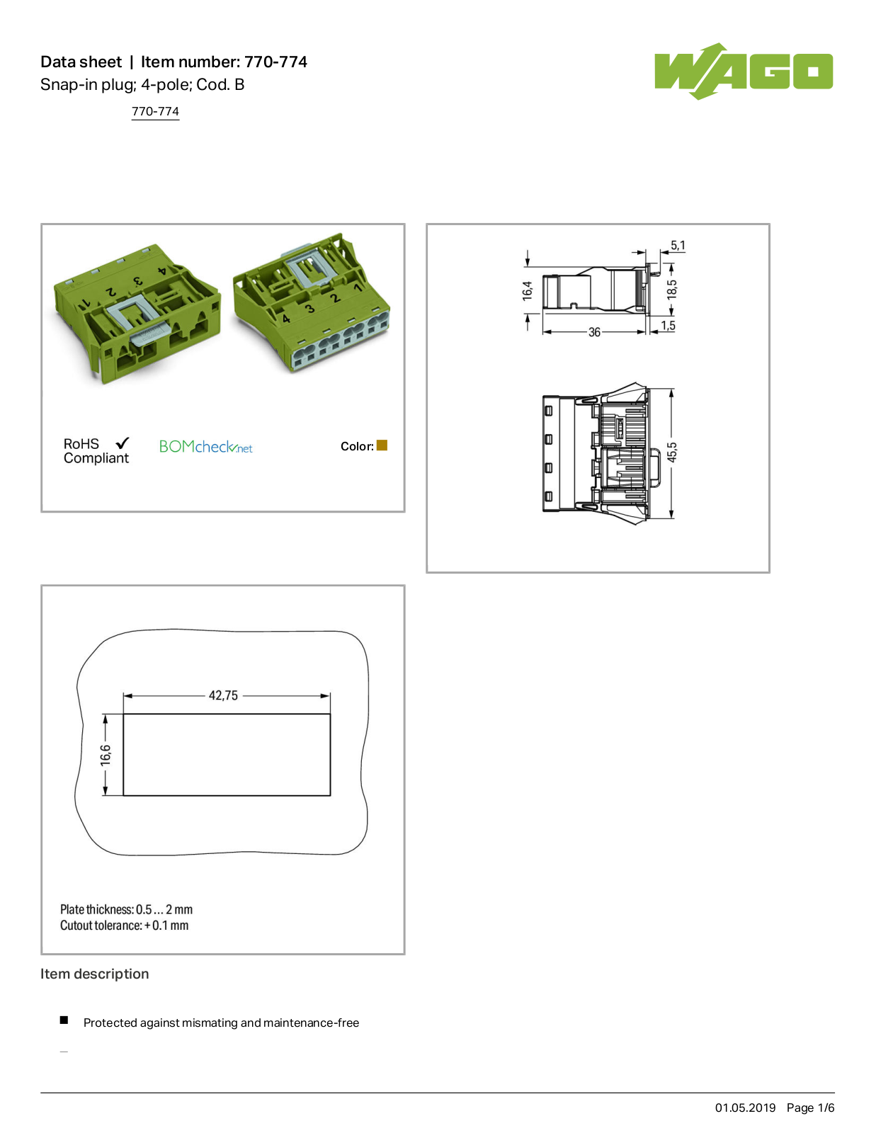 Wago 770-774 Data Sheet