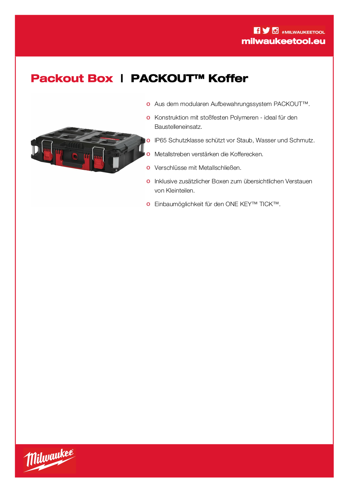 Milwaukee Packout Box toolbox User Manual