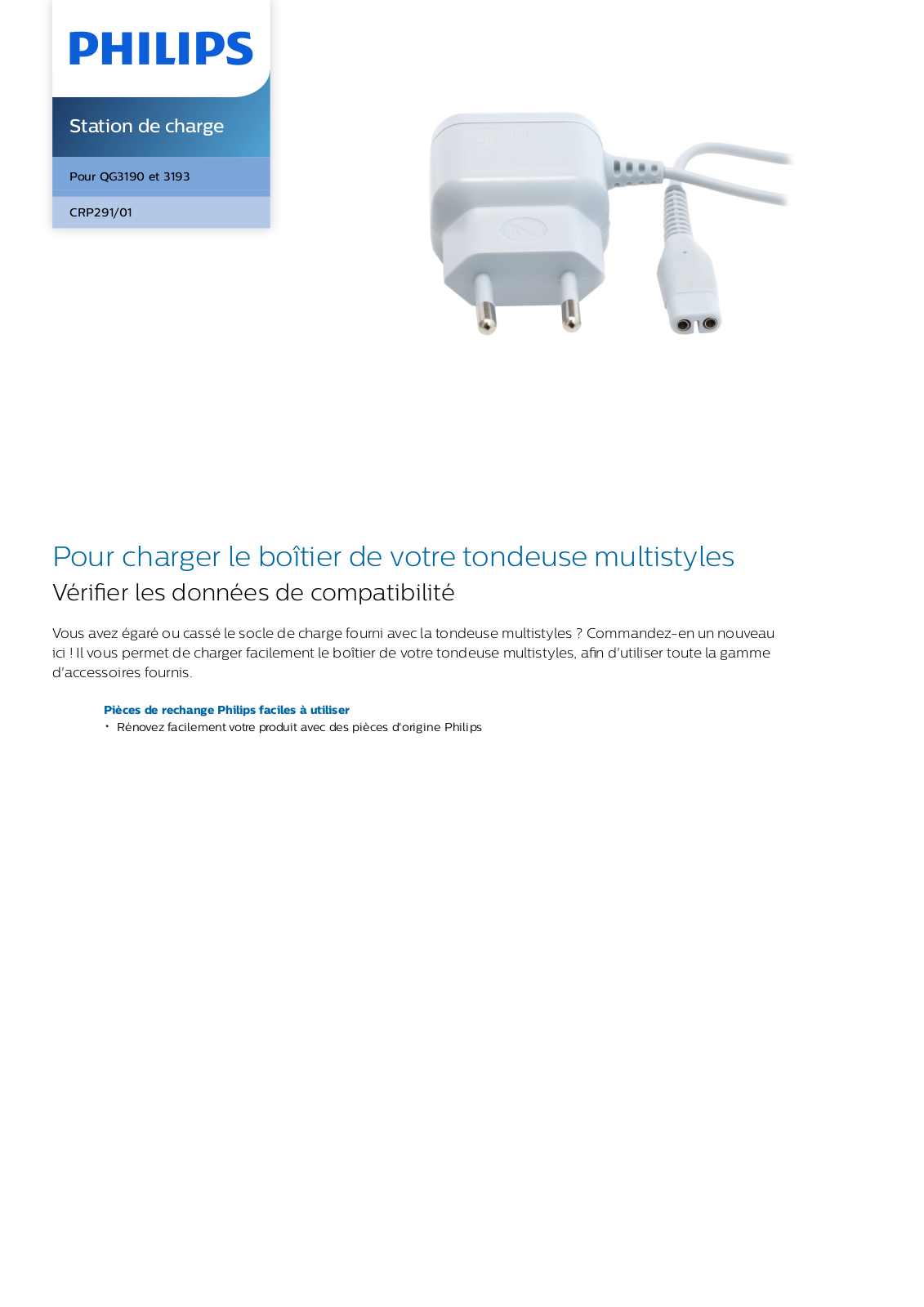 Philips CRP291/01 product sheet