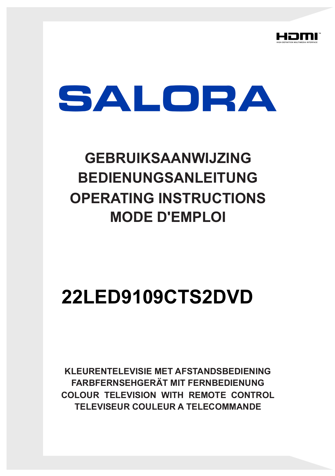 Salora 22LED9109CTS2DVD Operating Instructions Manual