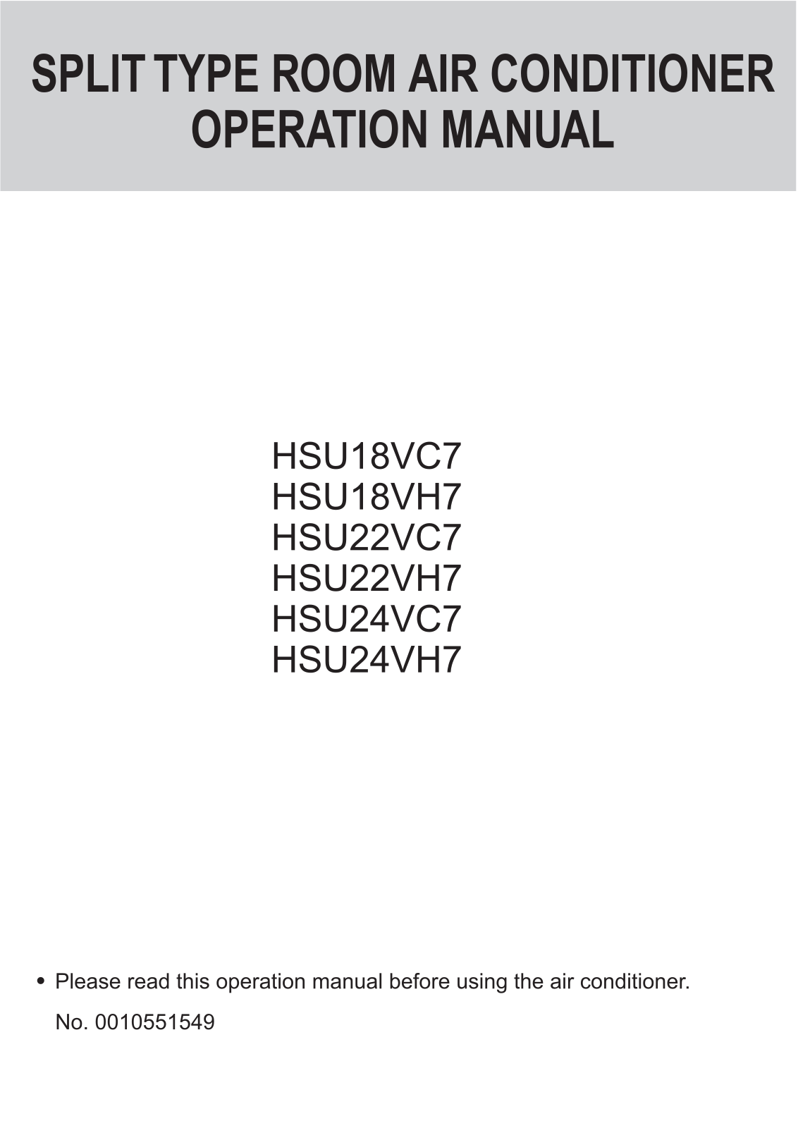 Haier HSU18VH7-W, HSU18VH7, HSU24VH7, HSU24VH7-G, HSU18VH7-G User Manual