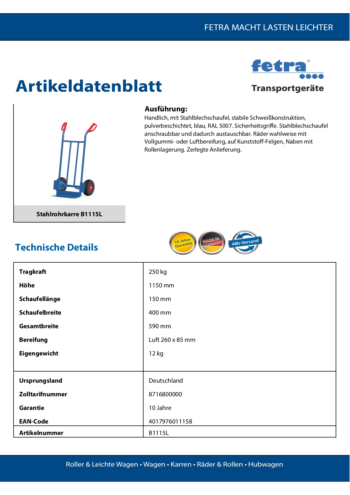 fetra B1115L User Manual