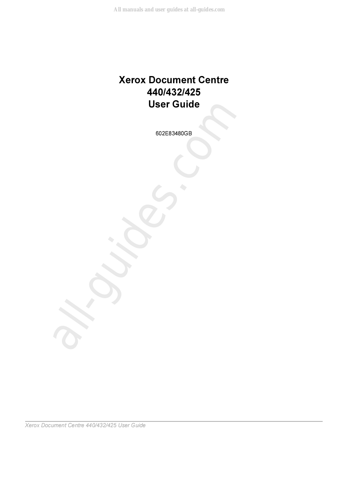 Xerox Document Centre 426, Document Centre 432, Document Centre 425 User Manual