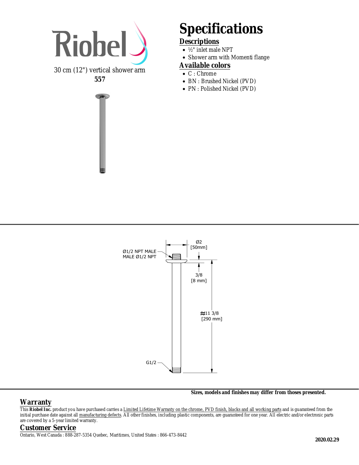 Riobel 557BN Specifications - ManualMachine.com