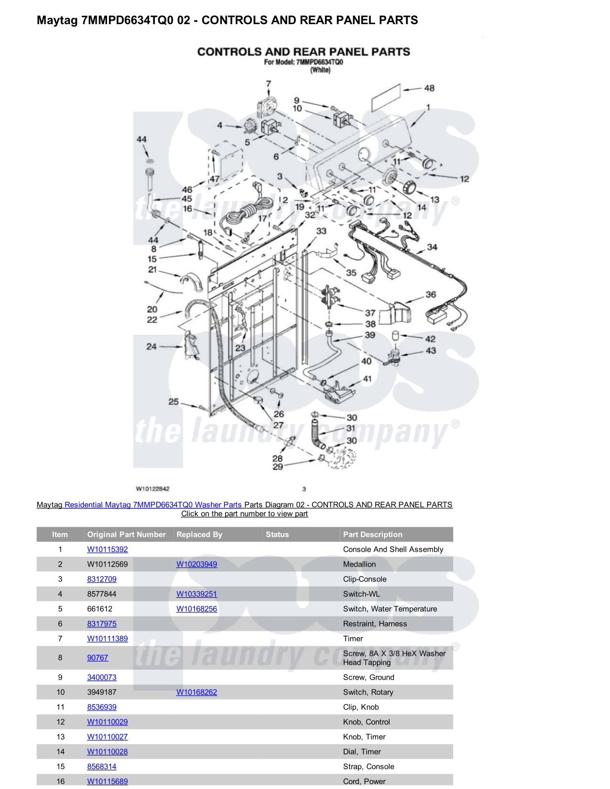 Maytag 7MMPD6634TQ0 Parts Diagram