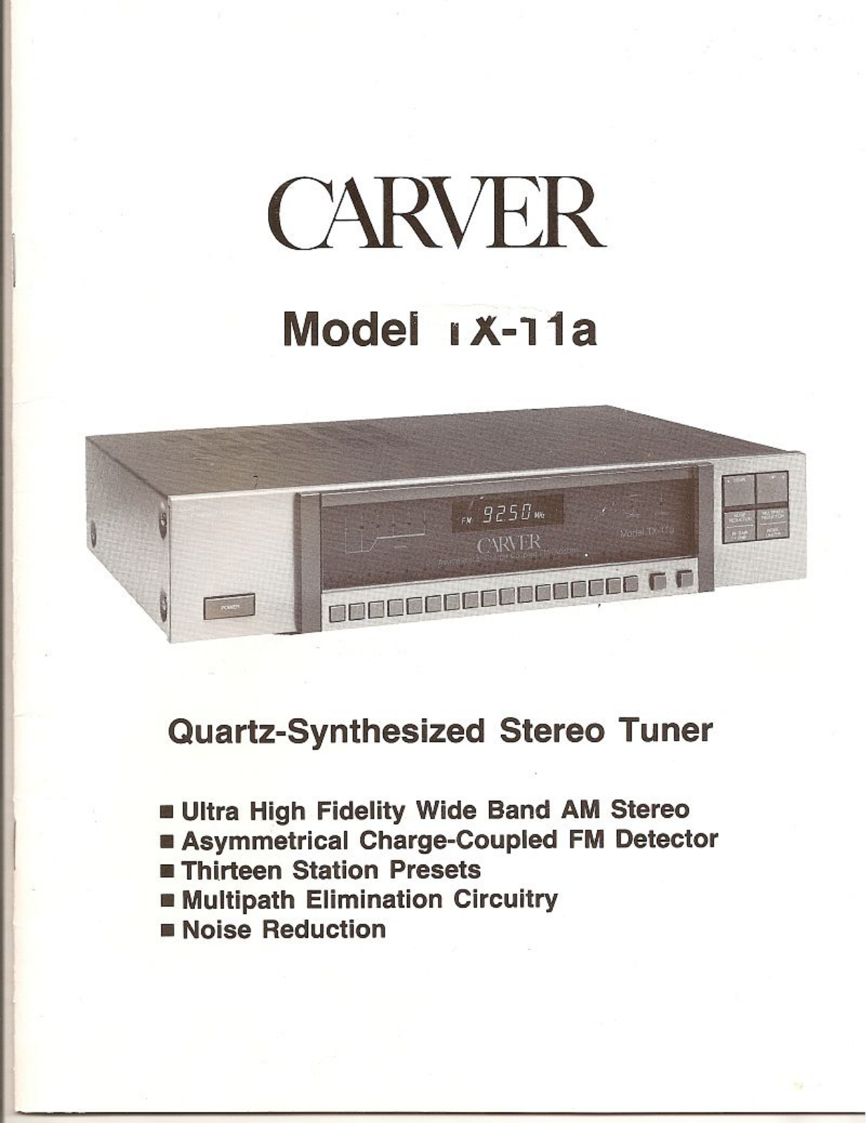 Carver TX-11-A Owners manual