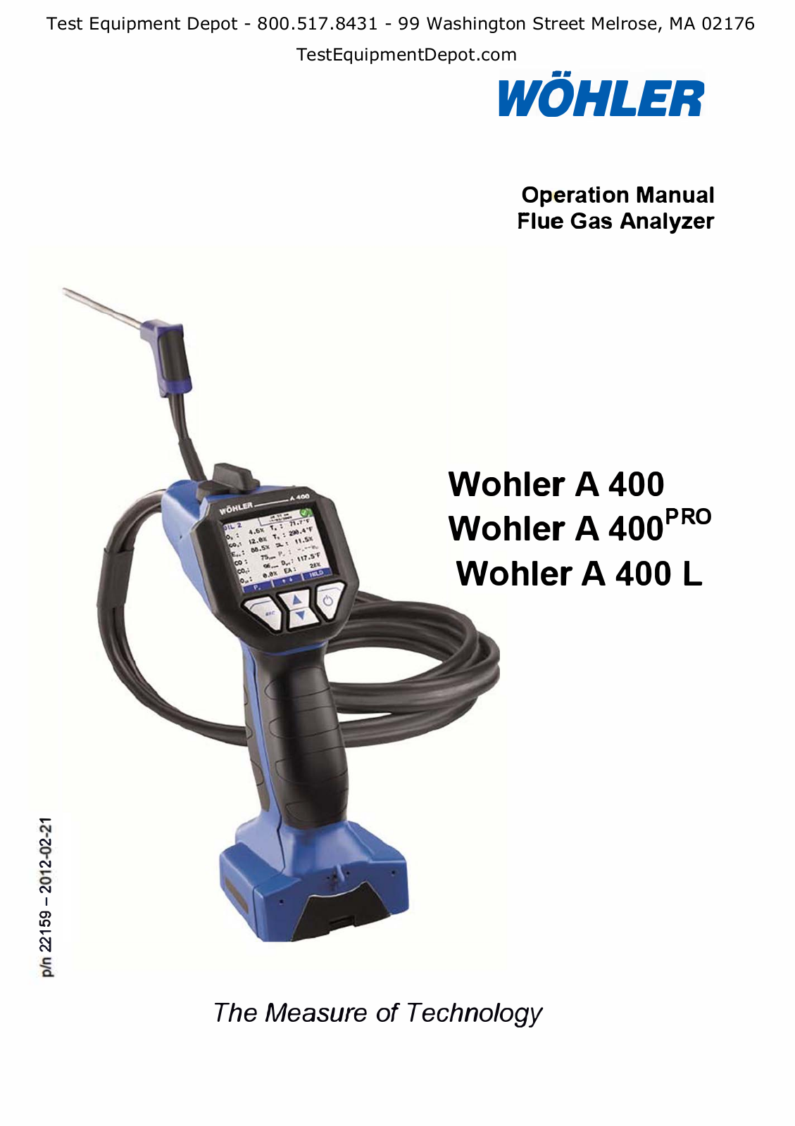 Wohler A 400, A 400 Pro, A 400 L Operation Manual