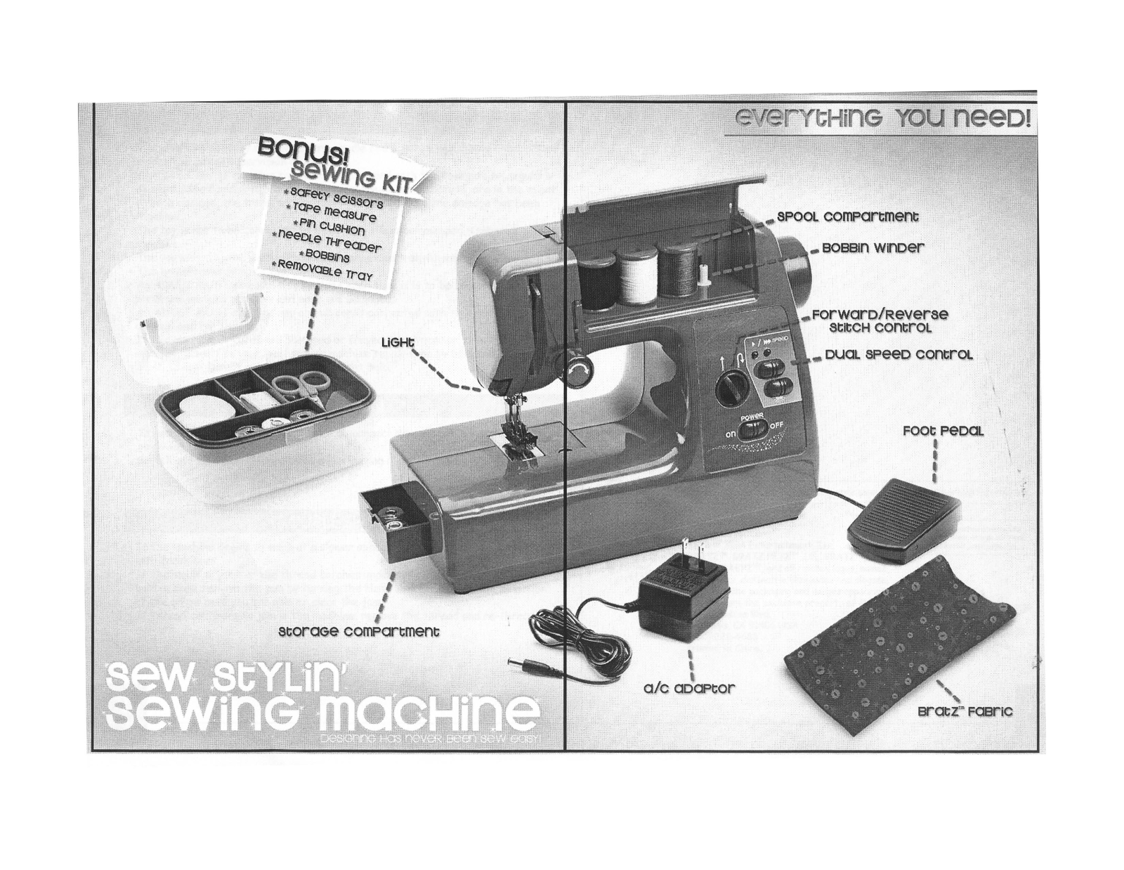 Mga Entertainment BRATZ SEW STYLIN SEWING MACHINE User Manual