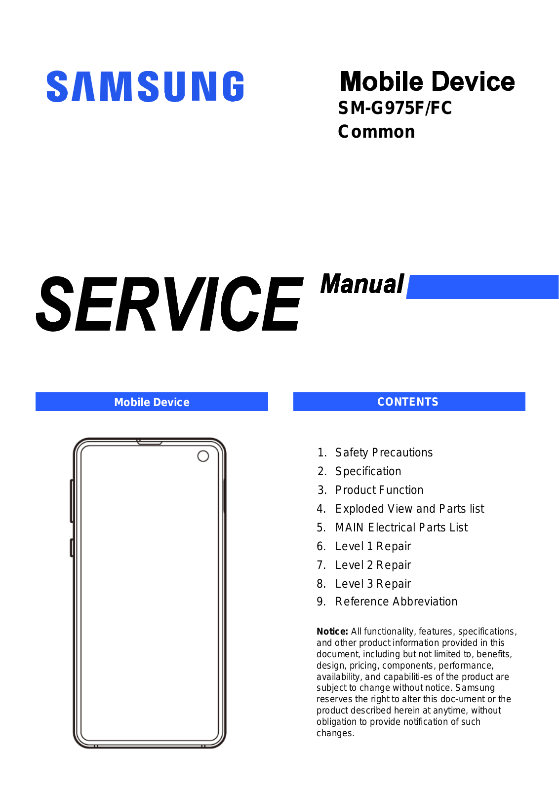 Samsung SM-G975F service manual Cover