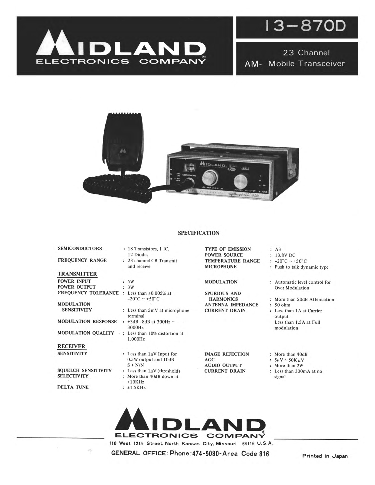 Midland 13-870D Service Manual