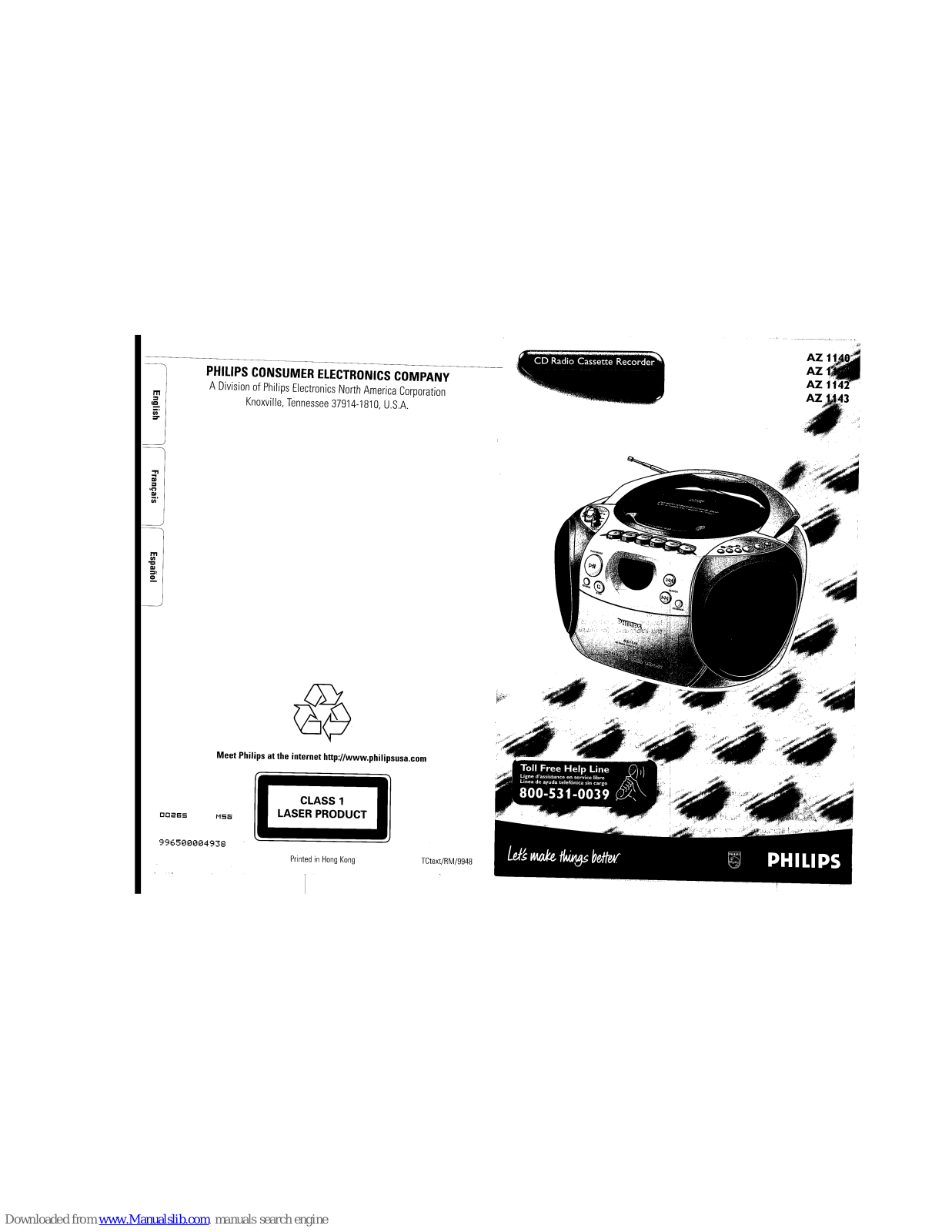 Philips AZ1142, AZ114317, AZ1141/17, AZ114017, AZ1141 User Manual