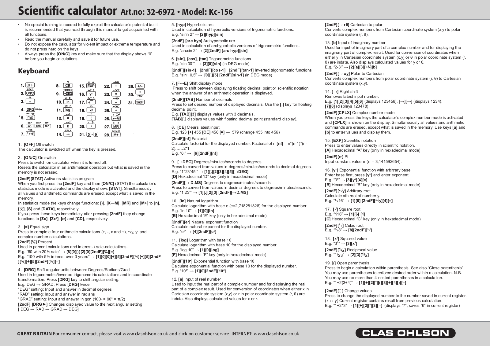 Clas Ohlson Kc-156 User Manual