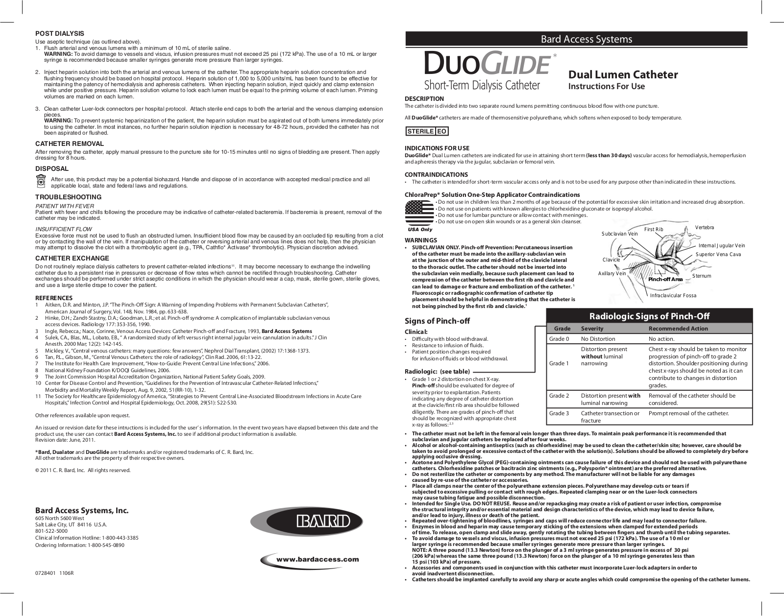 Bard DuoGlide Instructions For Use Manual