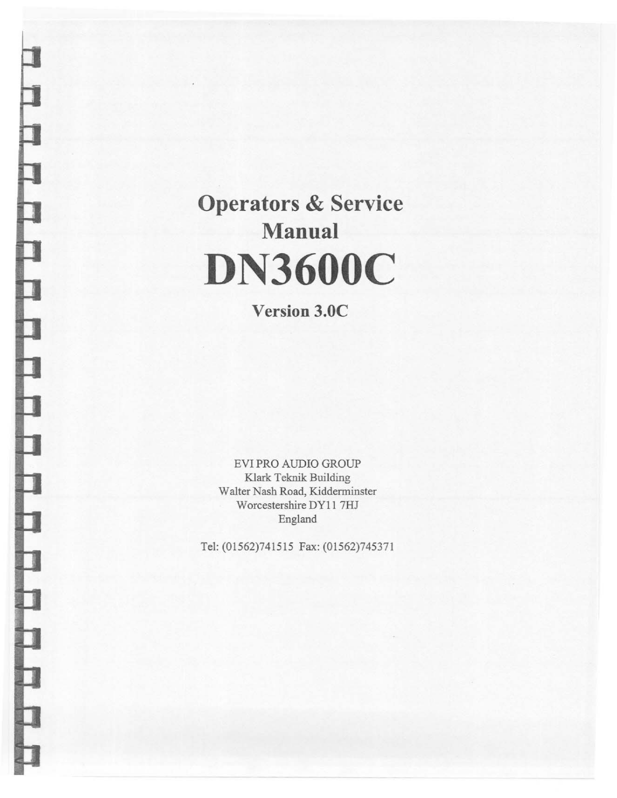 Klark Teknik dn3600c User Manual