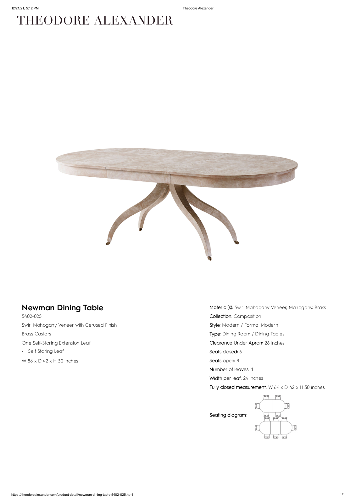Theodore Alexander FPLJ2276 Specifications - ManualMachine.com