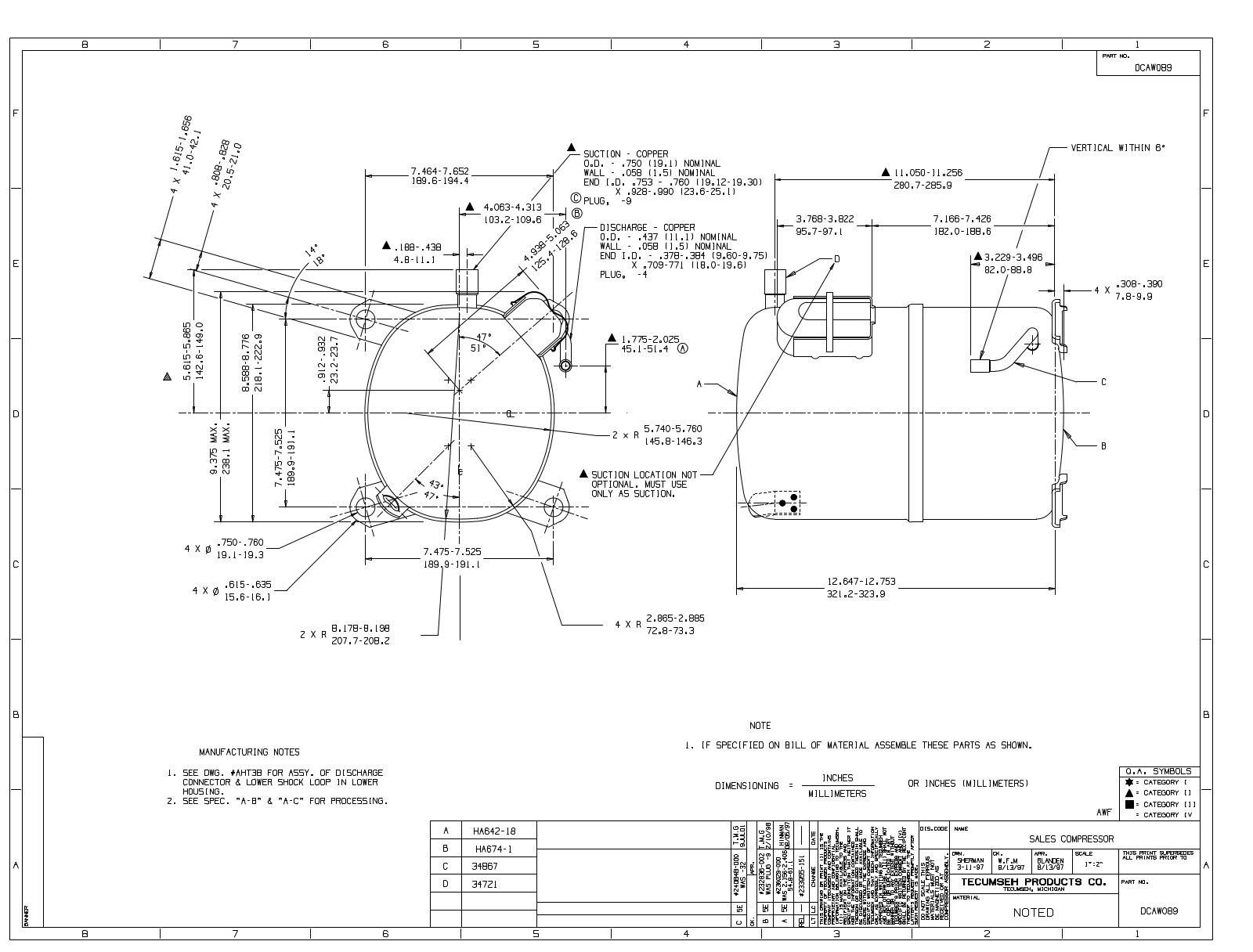 Tecumseh AWF5516EVA, AWF5516EXN, AWF5517EXN, AWF5518EVA, AWF5519EVA Drawing Data