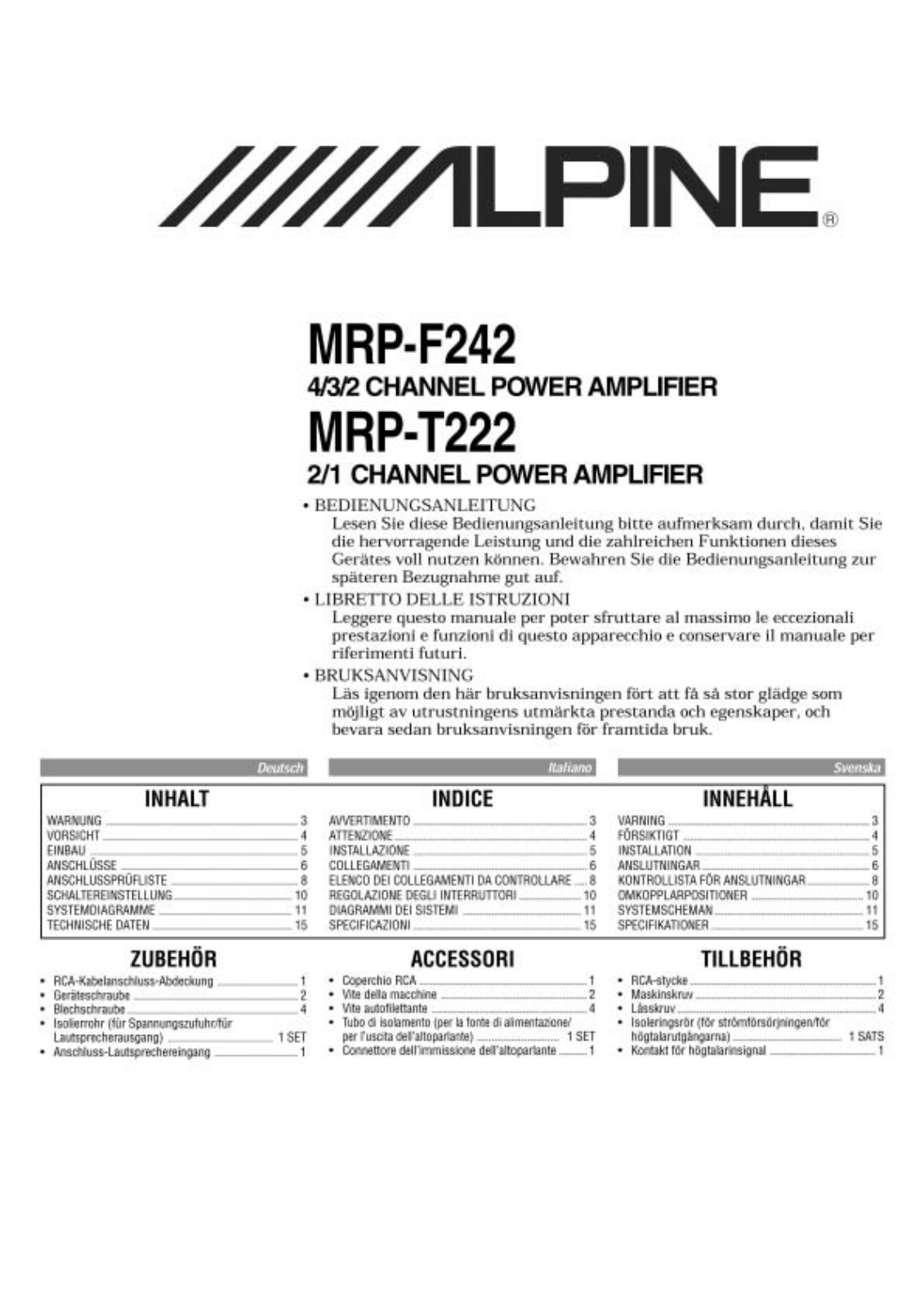 Alpine MRP-T222, MRP-F242 User Manual