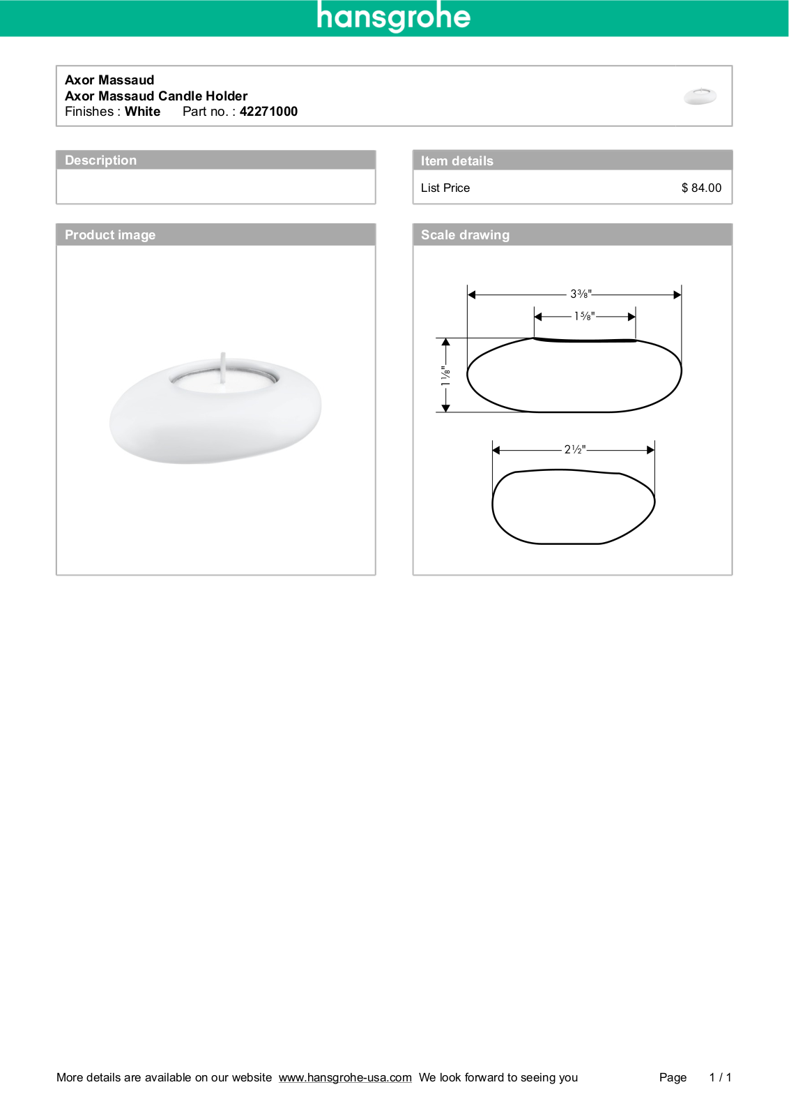 Axor HAN3719 Specifications - ManualMachine.com