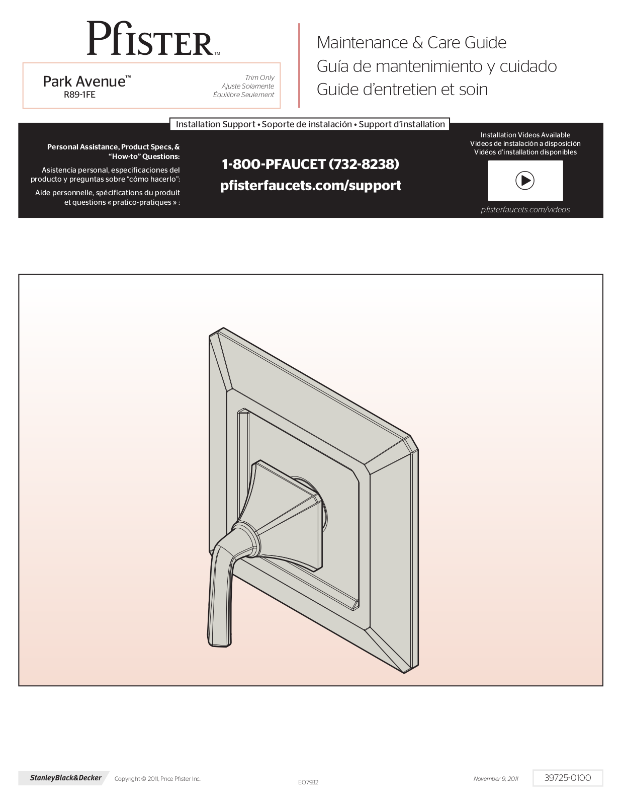 Pfister R89-1FEK User Manual