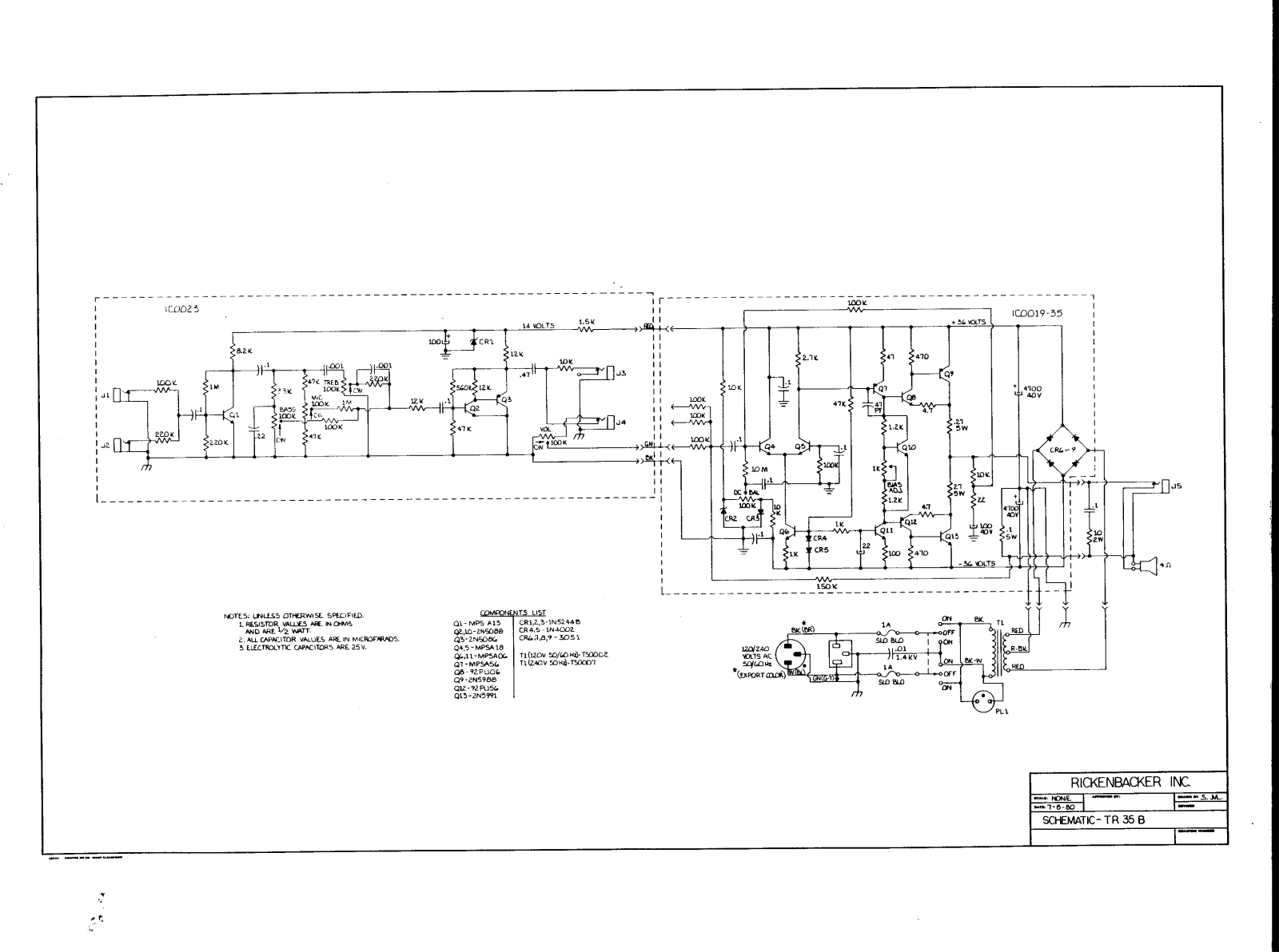 Rickenbacker tr35b schematic