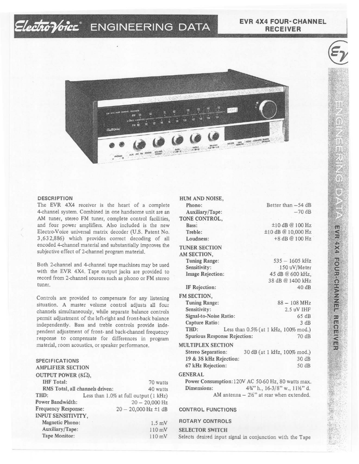 Electro-voice EVR 4X4 DATASHEET