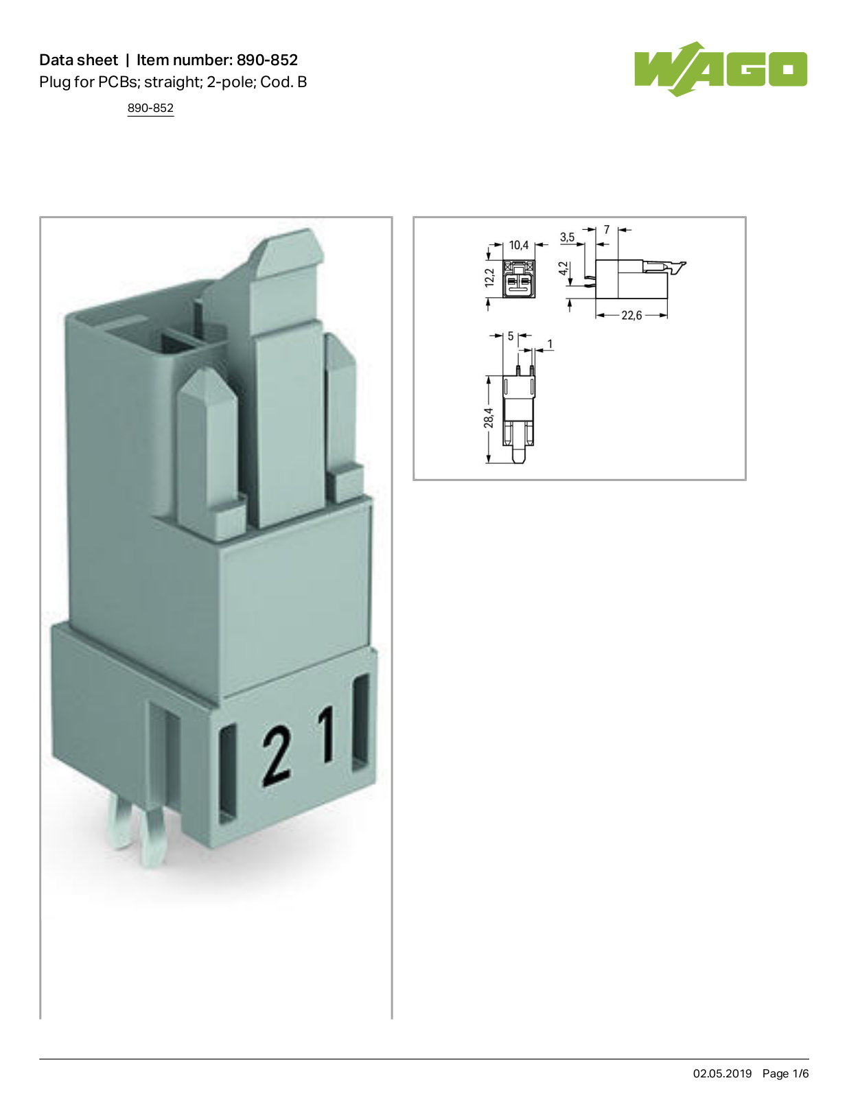 Wago 890-852 Data Sheet