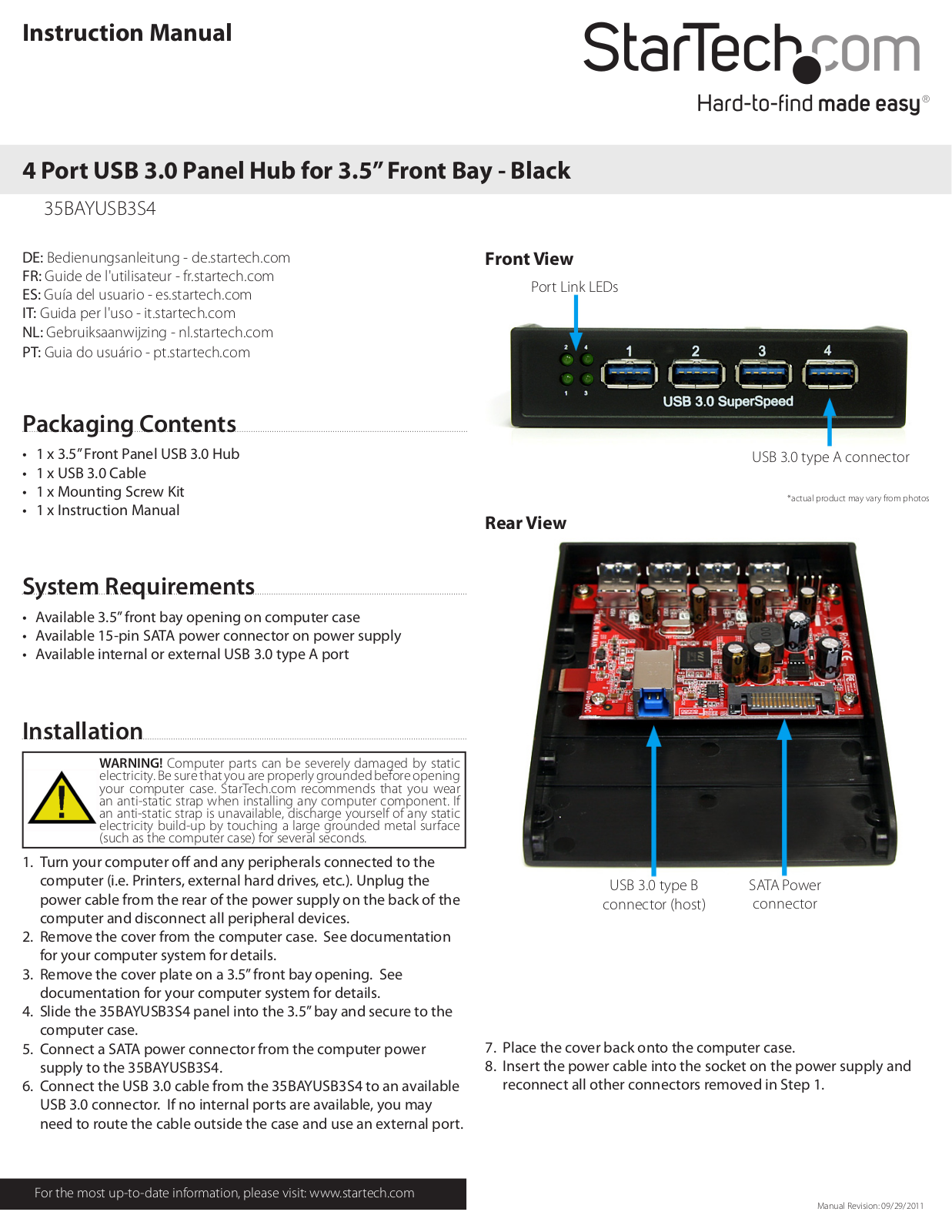 StarTech.com 35BAYUSB3S4 User Manual