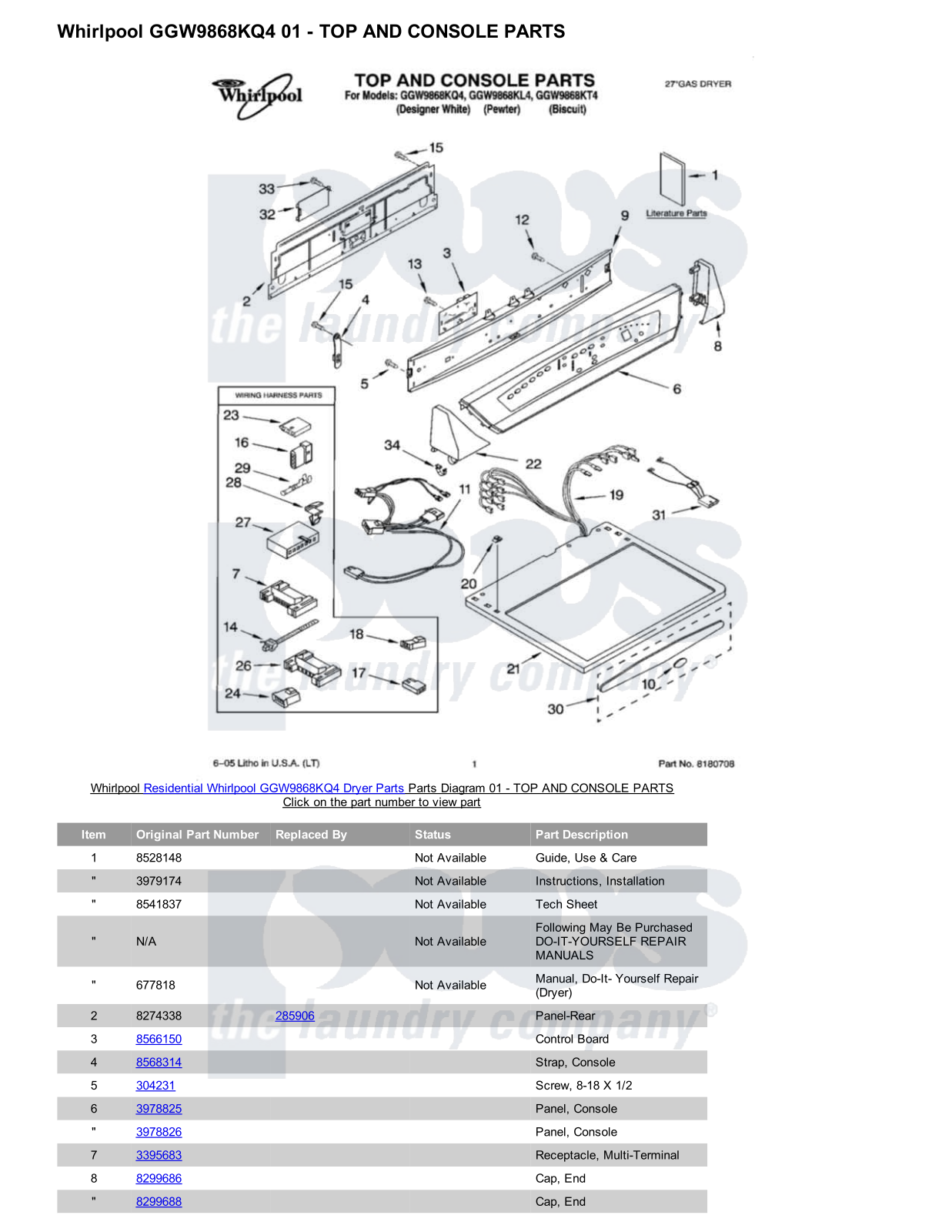 Whirlpool GGW9868KQ4 Parts Diagram