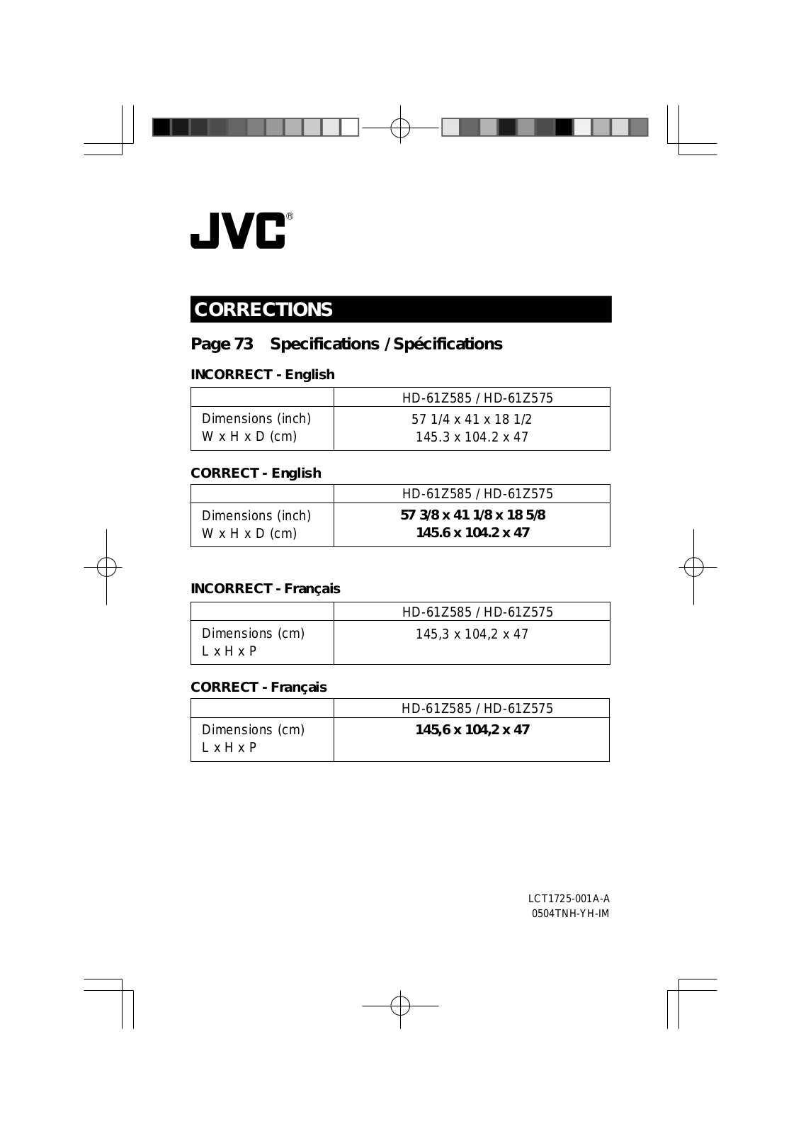 JVC HD 52Z575 - 52