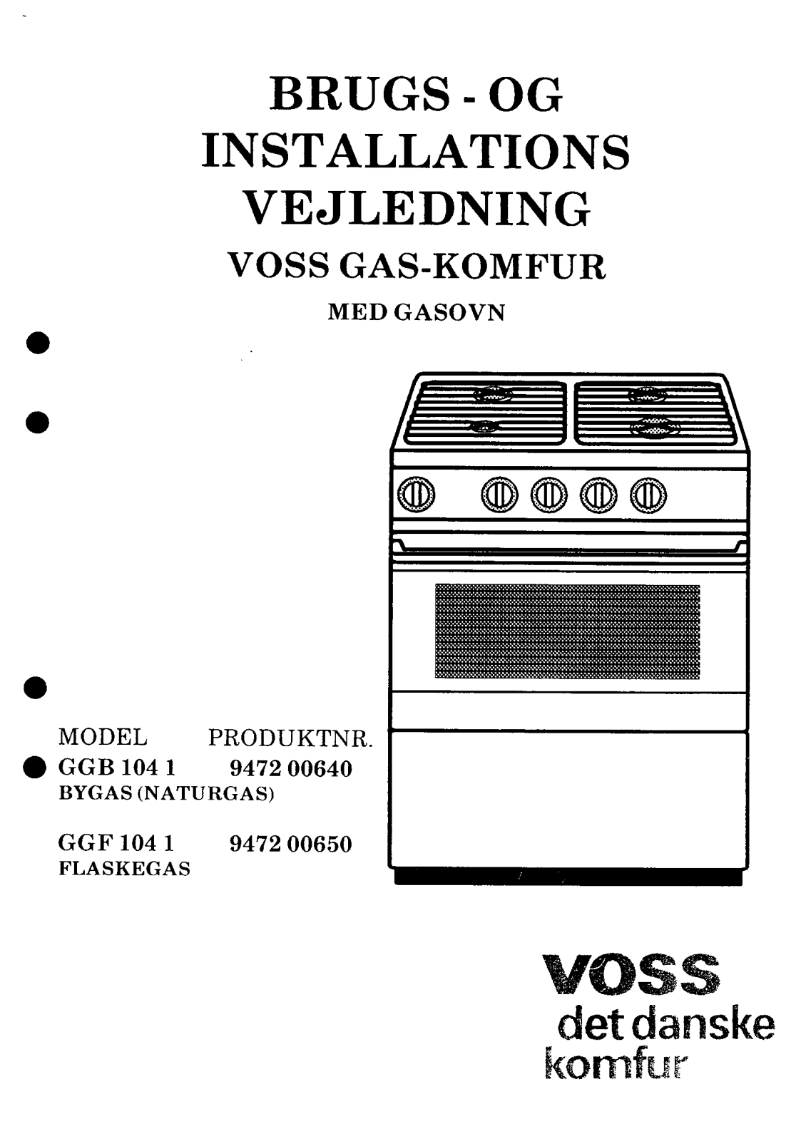 Voss GGB2331, GGB1041, GGF2331, GGF1041 User Manual