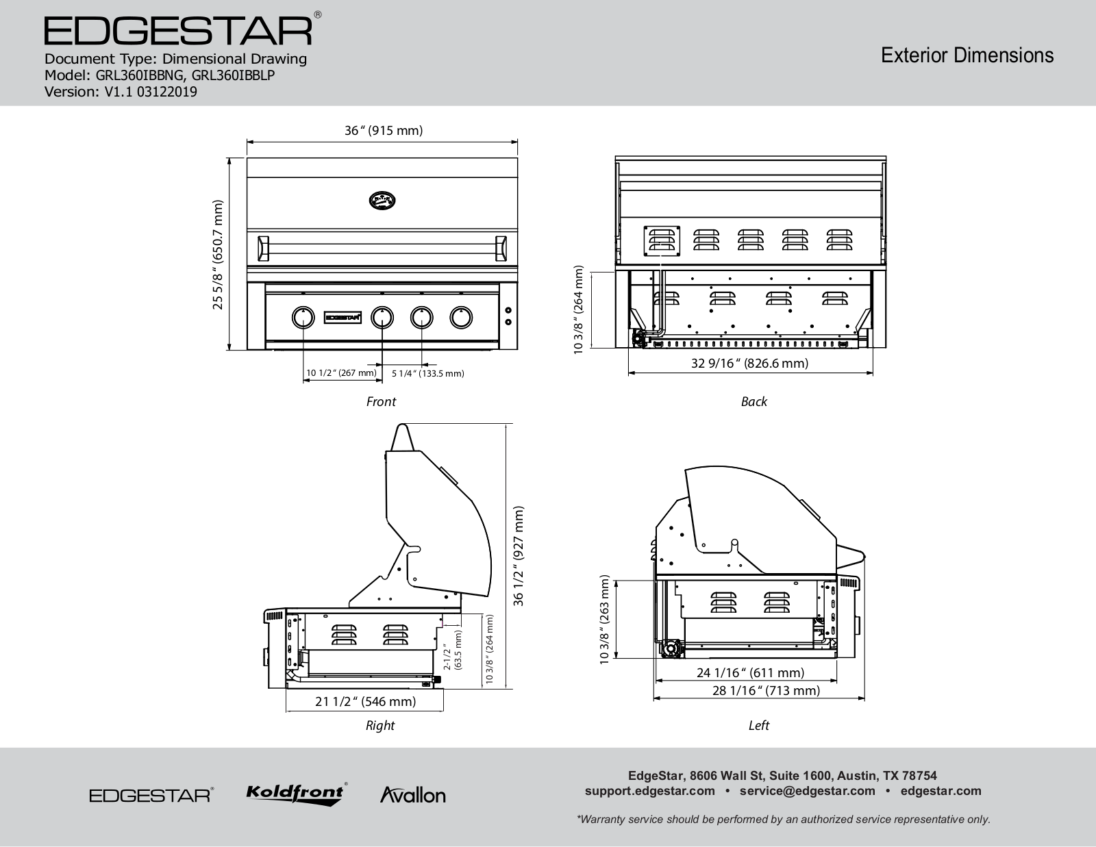 EdgeStar EGET1054 Dimensions - ManualMachine.com