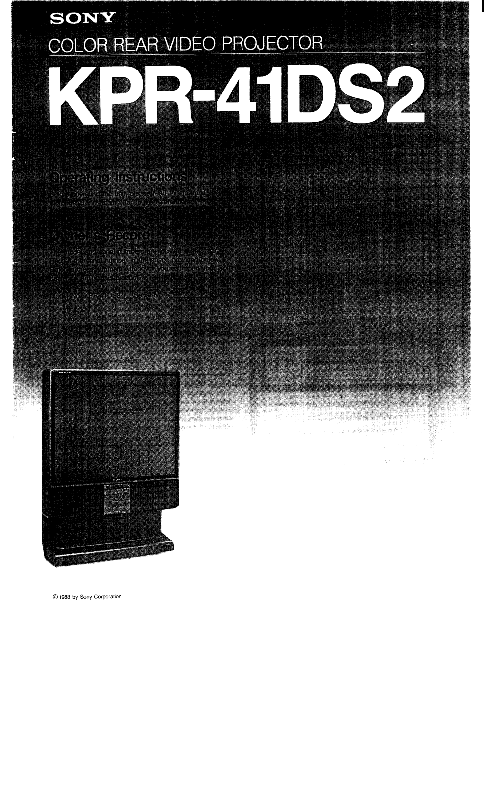 Sony KP-R41DS2 Operating Manual