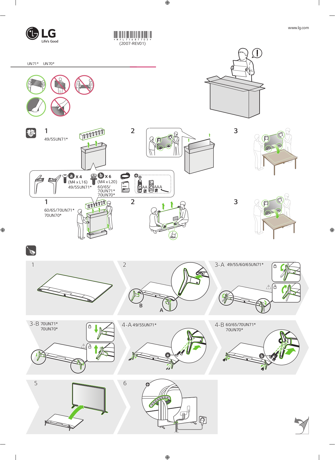 LG 65UN71006LB, 70UN71006LA QUICK INSTALLATION GUIDE