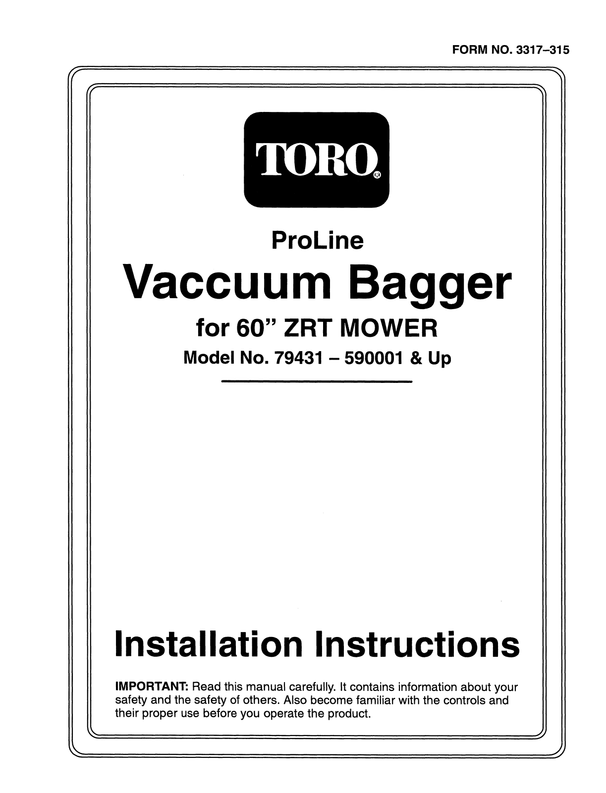 Toro 79431 Installation Instructions