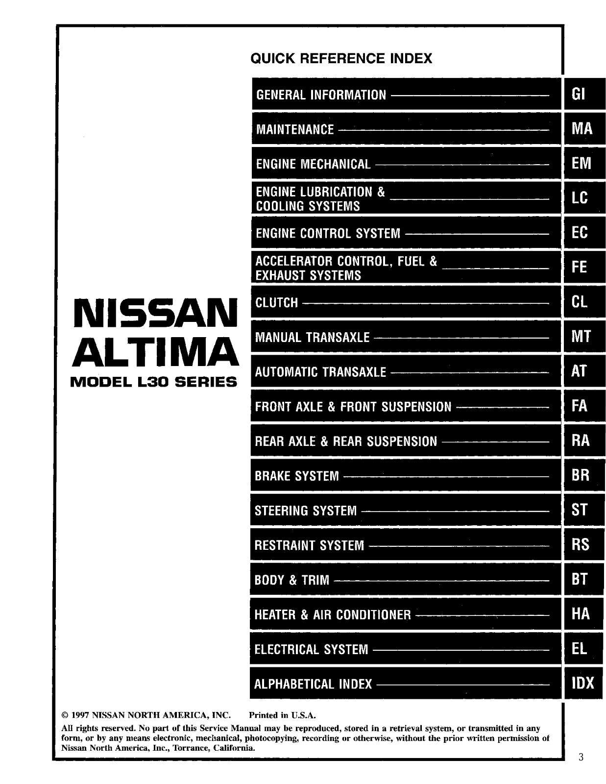 Nissan Altima 1998 User Manual