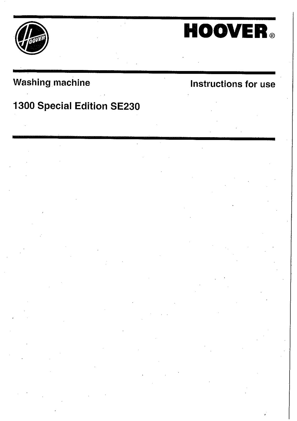 Hoover SE230 User Manual