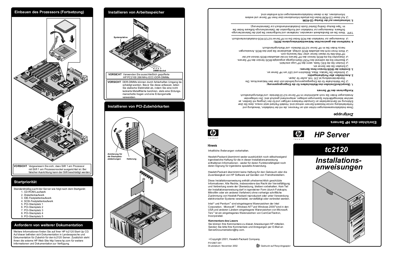 Hp SERVER TC2120 User Manual