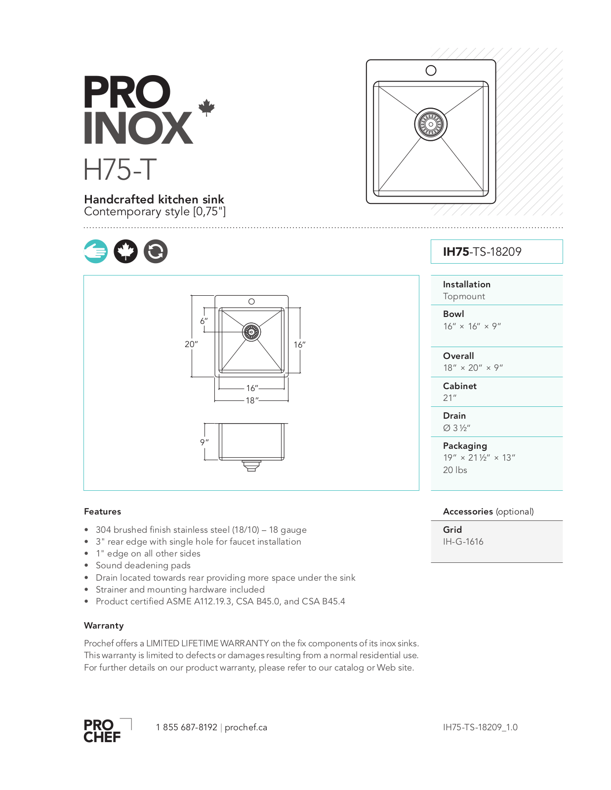 Julien IH75-TS-18209 User Manual