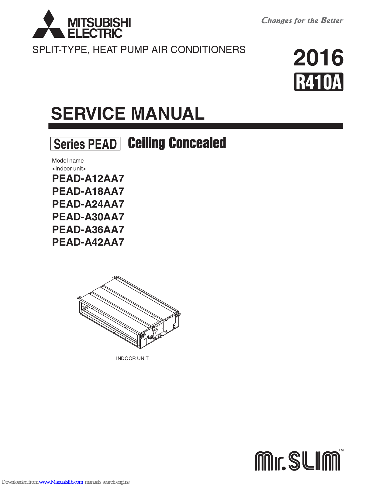 Mitsubishi Electric PEAD, PEAD-A30AA7, PEAD-A36AA7, PEAD-A42AA7, PEAD-A18AA7 Service Manual